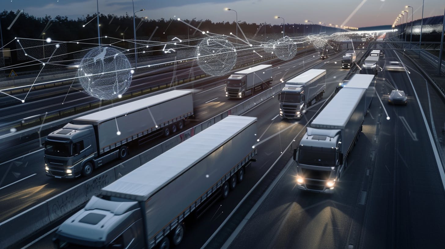 Grafika Przyszłość Branży Transportu, Spedycji i Logistyki: Wpływ Sztucznej Inteligencji na Rozwój TSL